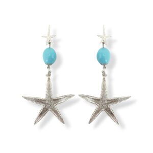 Orecchini Stella marina in pasta di turchese ed argento 925