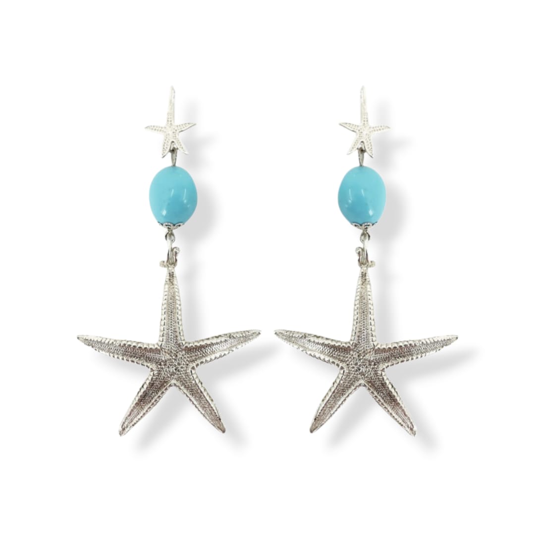 Orecchini Stella marina in pasta di turchese ed argento 925