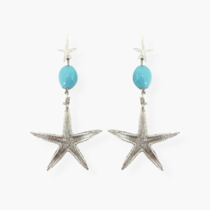 Orecchini Stella marina in pasta di turchese ed argento 925