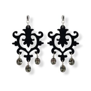 Orecchini in plexiglass nero, Cristallo Swarovski fumo e argento 925..