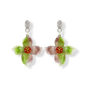 Orecchini in vetro multicolore e argento 925
