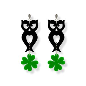 Orecchini in plexiglass nero e verde e argento 925
