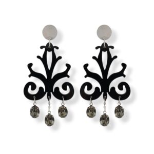 Orecchini in plexiglass nero, Cristallo Swarovski e argento 925