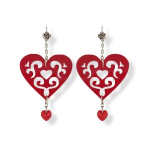 Orecchini in plexiglass rosso, Cristallo Swarovski e argento 925