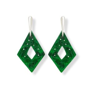 Orecchini con rombo di giada verde e argento 925
