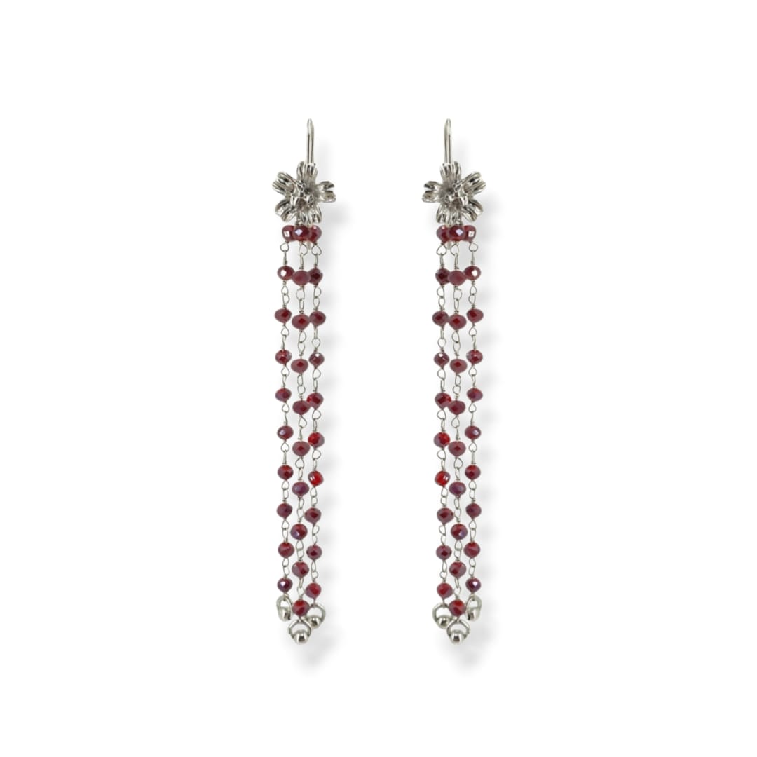 Orecchini con cristallini bordeaux e argento 925