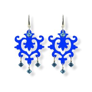 Orecchini in plexiglass azzurro, Cristallo Swarovski e argento 925