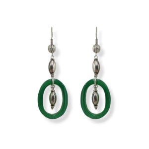 Orecchini con ovale in agata verde e argento 925