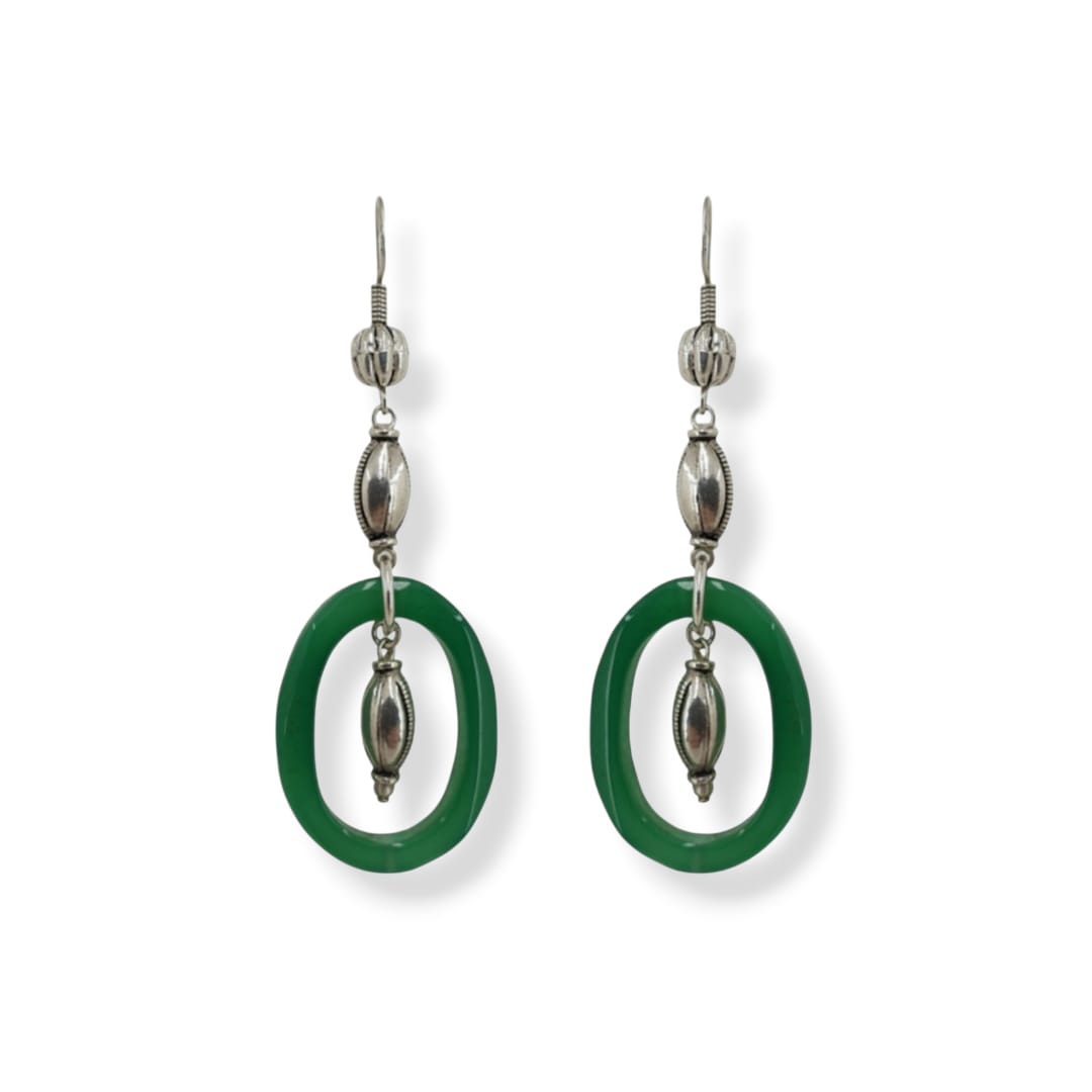 Orecchini con ovale in agata verde e argento 925