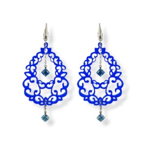 Orecchini in plexiglass azzurro, Cristallo Swarovski e argento 925.