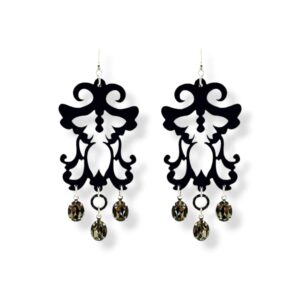 Orecchini in plexiglass nero, Cristallo Swarovski e argento 925
