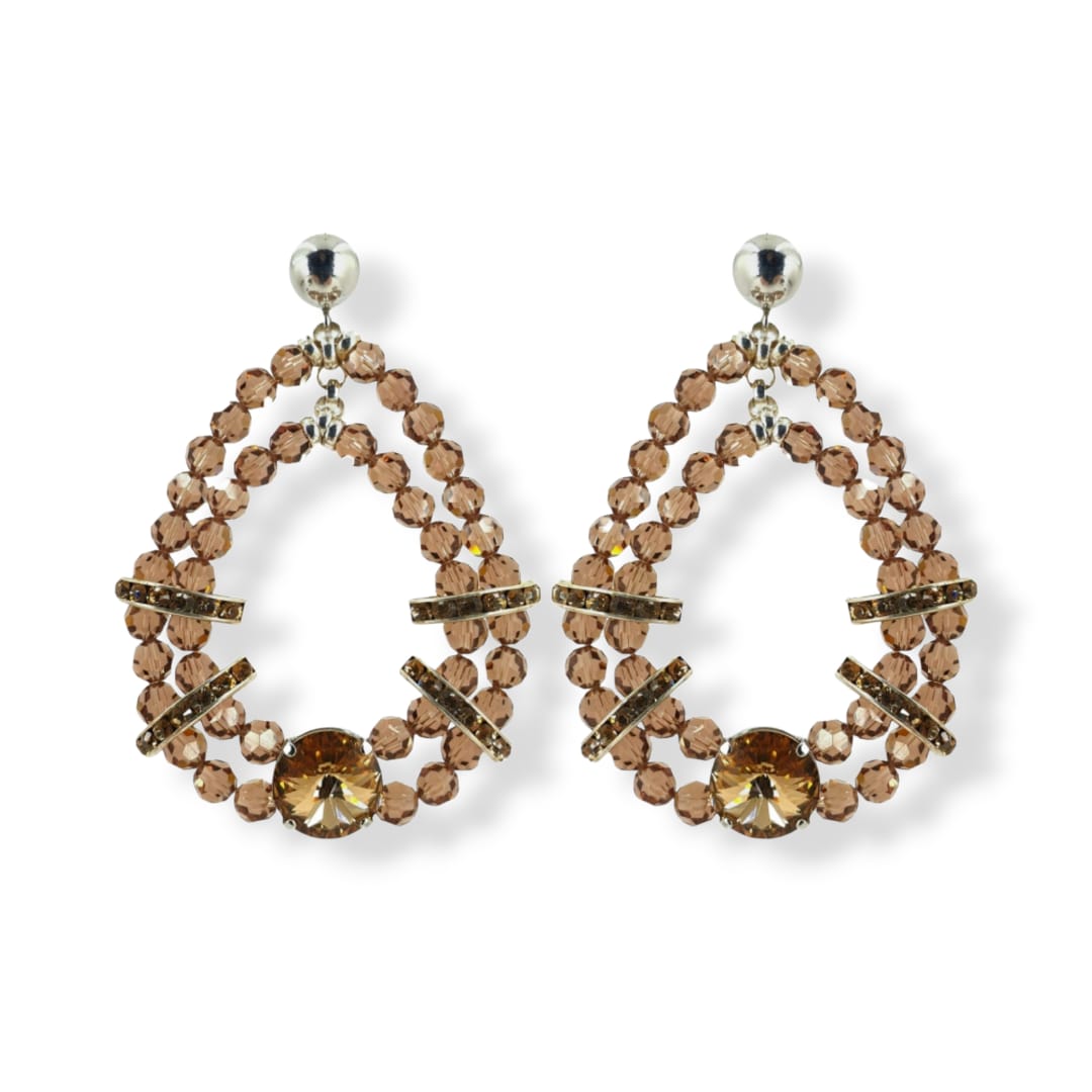 Orecchini con Cristallo Swarovski marrone e argento 925