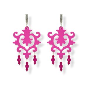 Orecchini in plexiglass fuxia, agata e argento 925