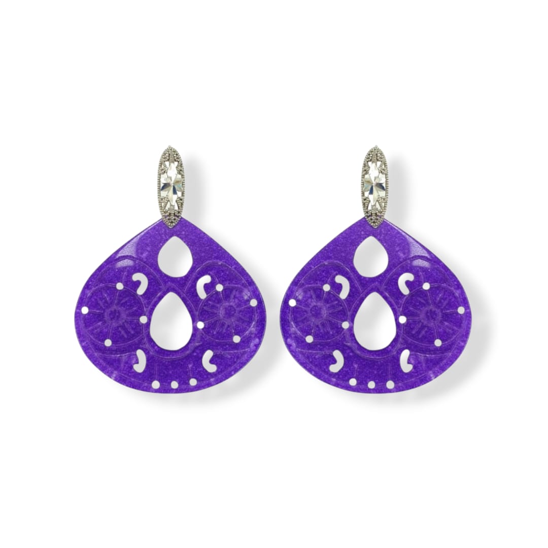 Orecchini in giada viola e argento 925