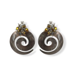 Orecchini con spirale in madreperla sfumata, Cristallo Swarovski bicolore e argento 925