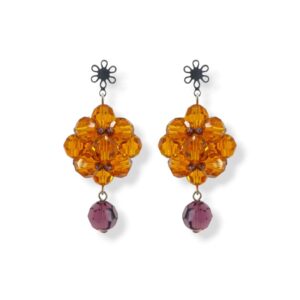 Orecchini con Cristallo Swarovski giallo carico e viola e argento 925
