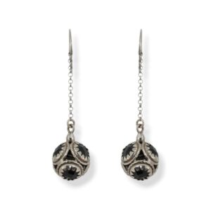 Orecchini con sfera-lampioncino in argento e quarzo blu e argento 925