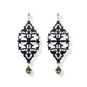 Orecchini in plexiglass nero, Cristallo Swarovski e argento 925
