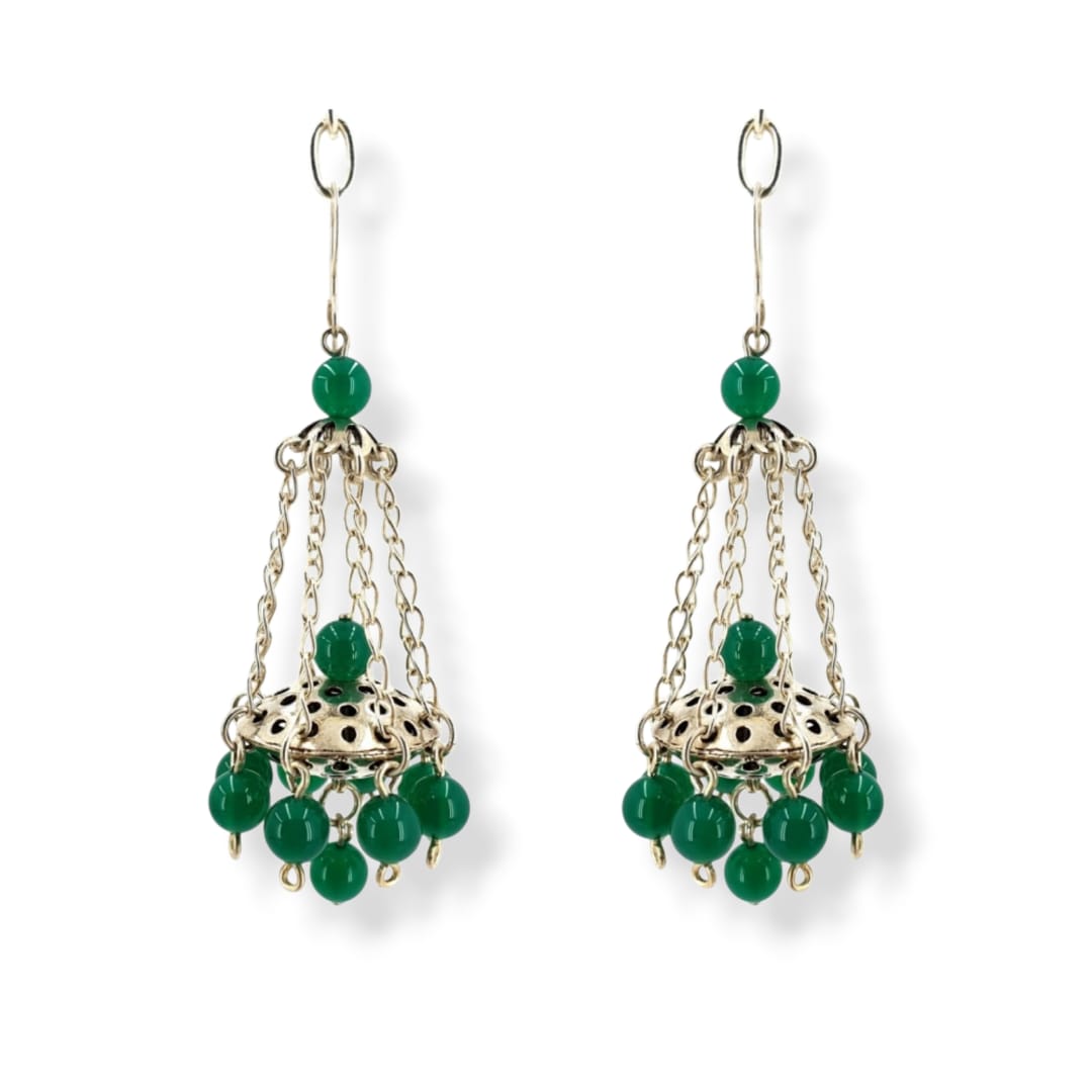 Orecchini con sfere di agata verde e argento 925