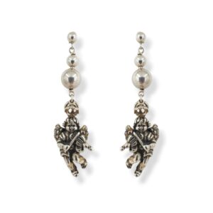 Orecchini con angioletto in argento anticato e argento 925