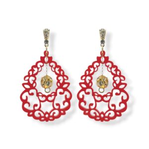Orecchini in plexiglass rosso e argento 925 dorato