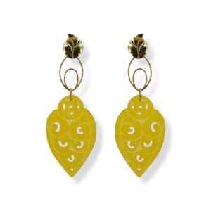 Orecchini con foglia di giada gialla e argento 925 dorato
