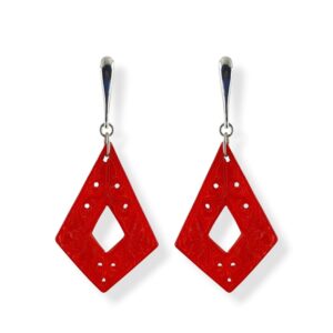 Orecchini con losanga di giada rossa e argento 925